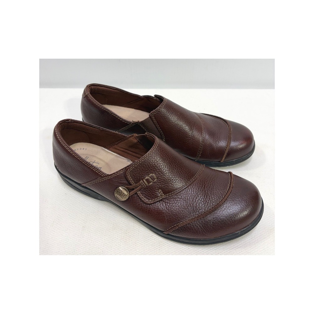 Clarks Collection Ultimate Comfort Brown Leather Slip On Loafers Women Size 8.5